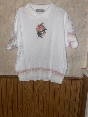 Shortsleeve vintage Chelsea gardens sweater (L)